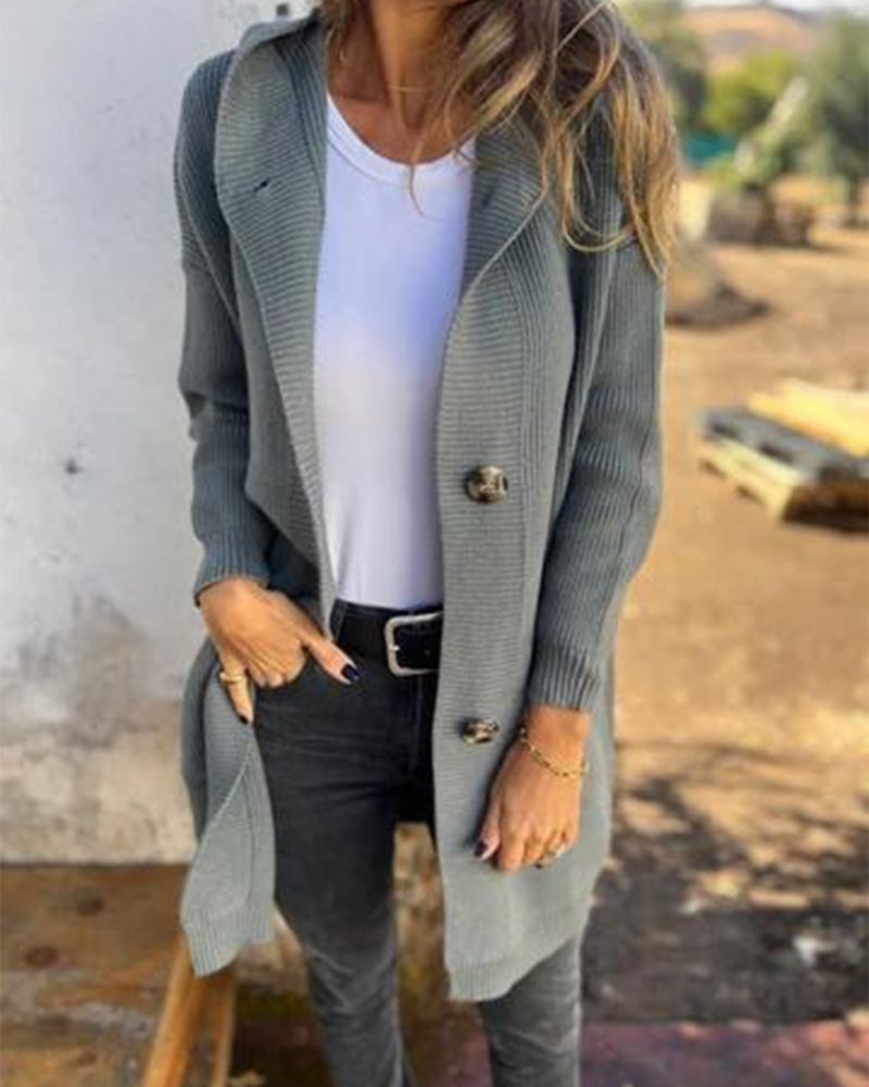 ANIKA - Hooded Knitted Jacket with pockets #VEV38096