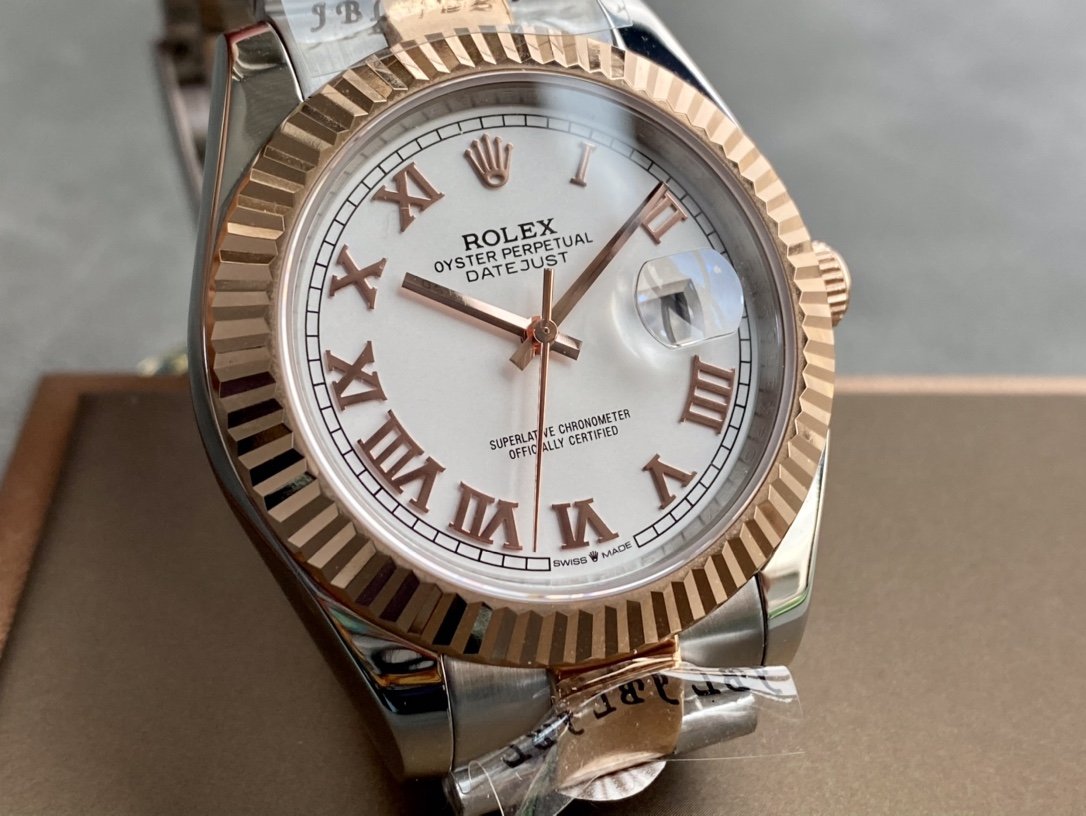 DATEJUST II GOLD STEEL WHITE DIAL ARABIC NUMERALS OYSTER BRACELET