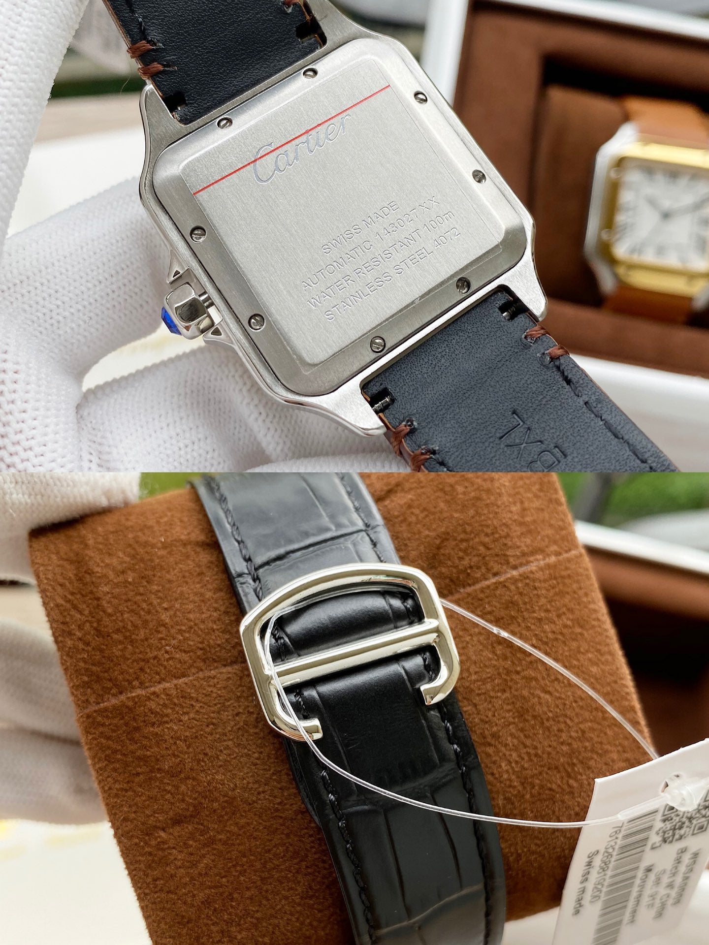 SANTOS DE CARTIE 39MM STEEL CASE LEATHER STRAP