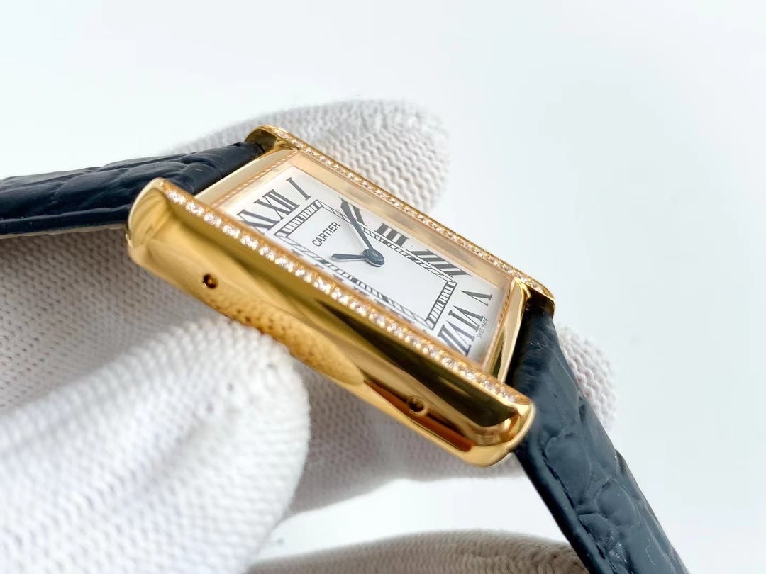TANK SOLO QUARTZ DIAMOND BEZEL CROCODILE SKIN