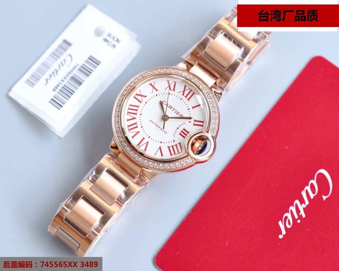 BALLON BLEU 33MM ROSE GOLD DIAMOND BEZEL