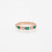 SERPENTI RING PINK GOLD MALACHITE DIAMOND 3MM