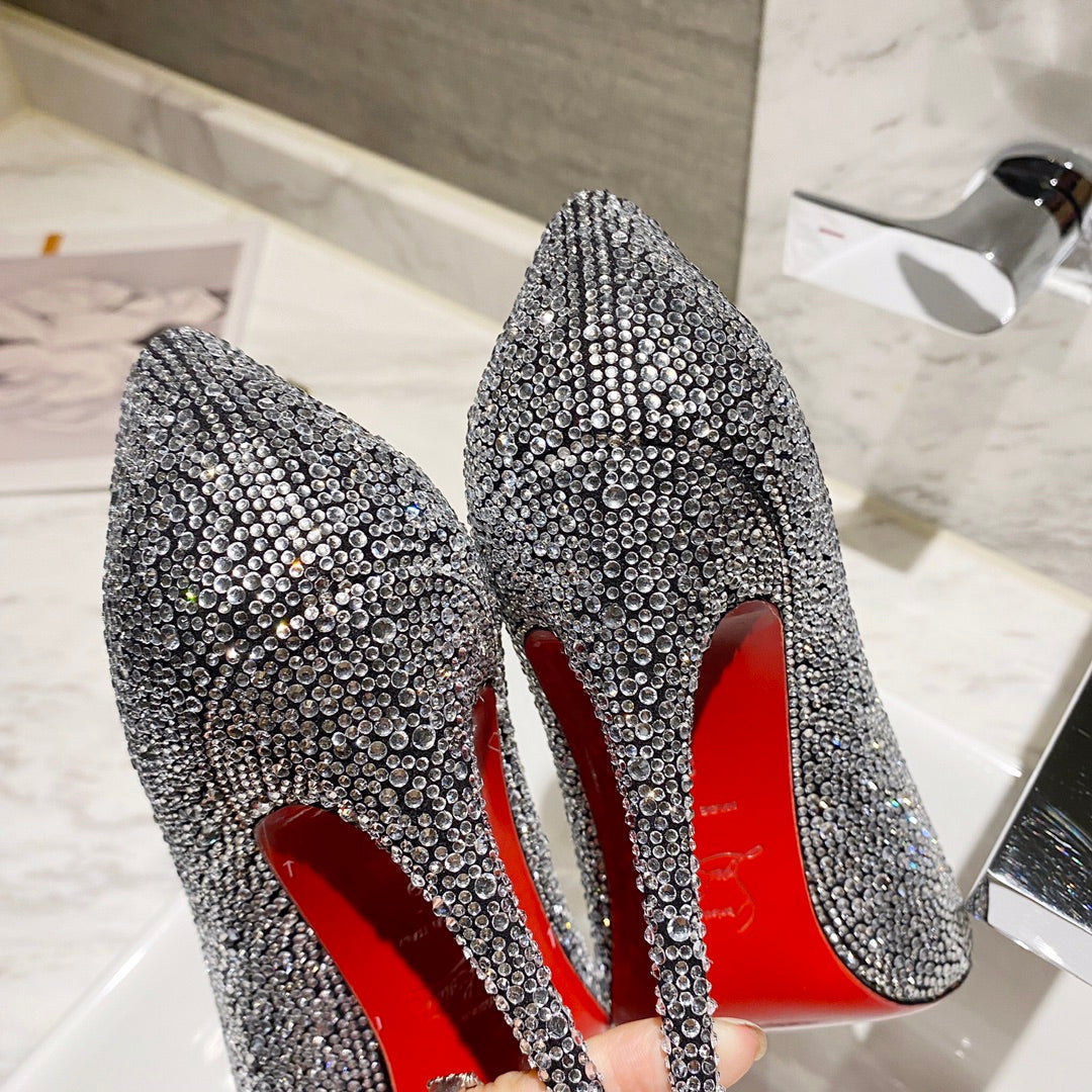 CL Strass Degrade Pumps 100mm Suede Black