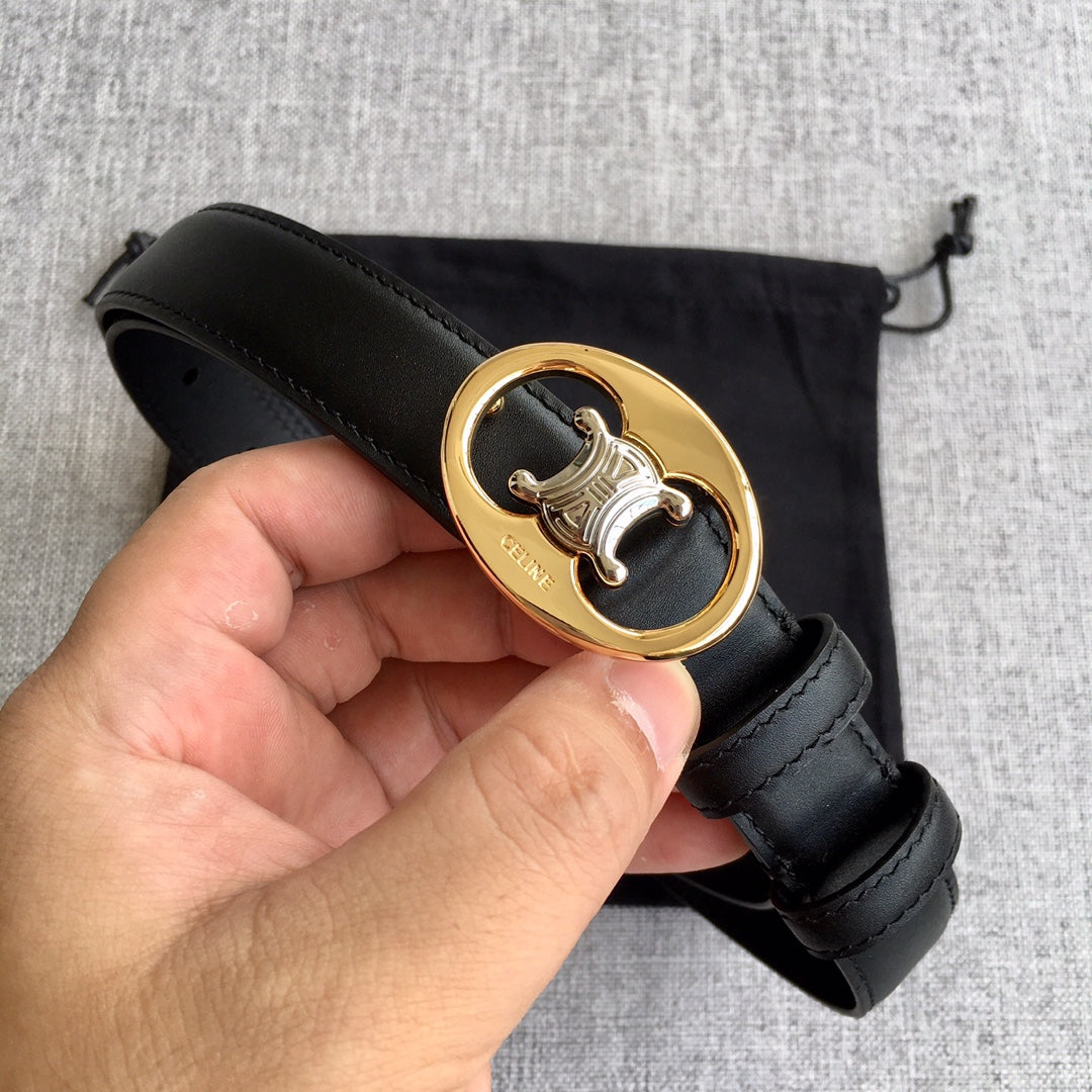 Celine 2026 Medium Triomphe Belt 25mm Leather