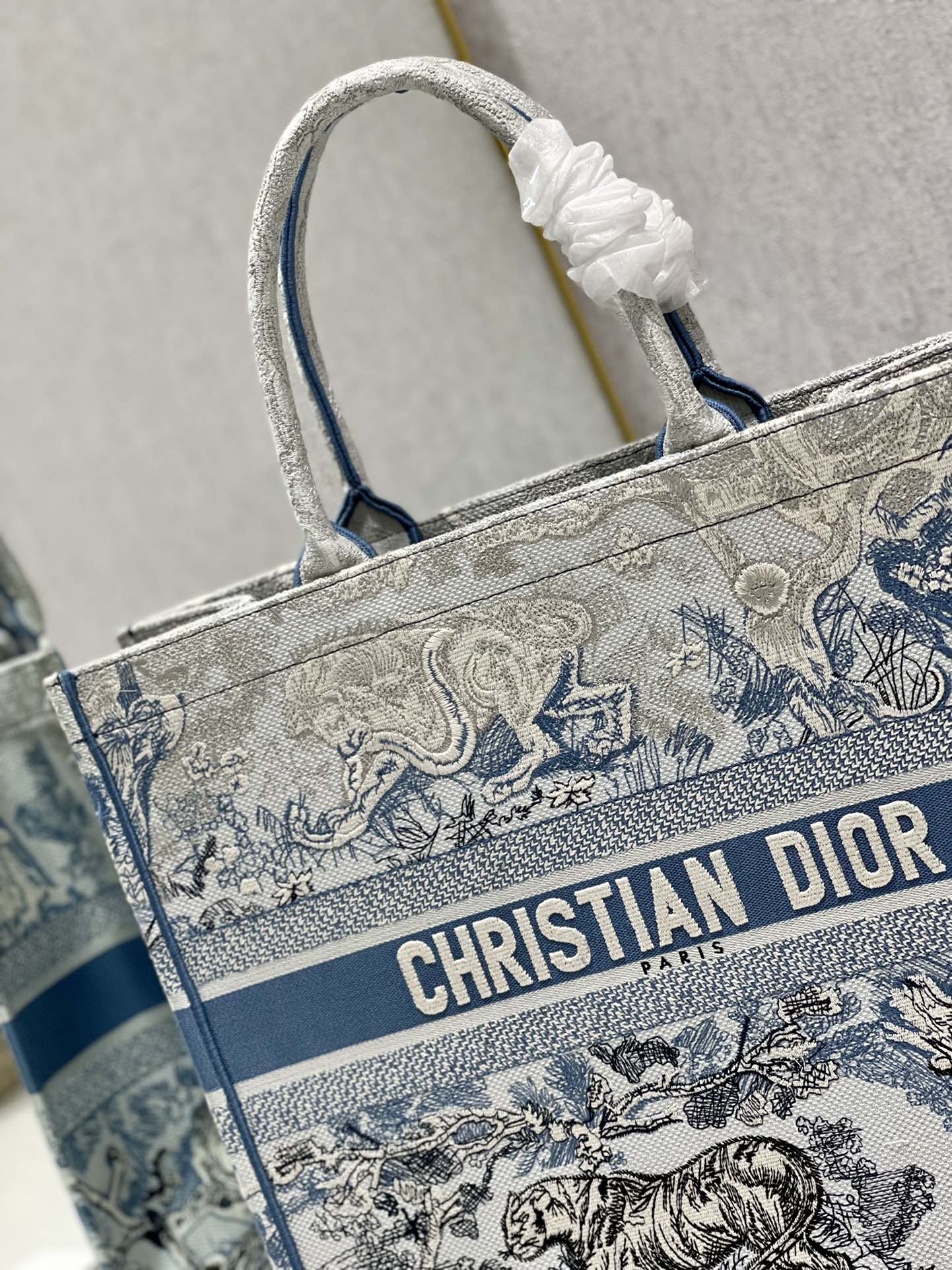 Large CD Book Tote 42cm Gradient Blue Tiger