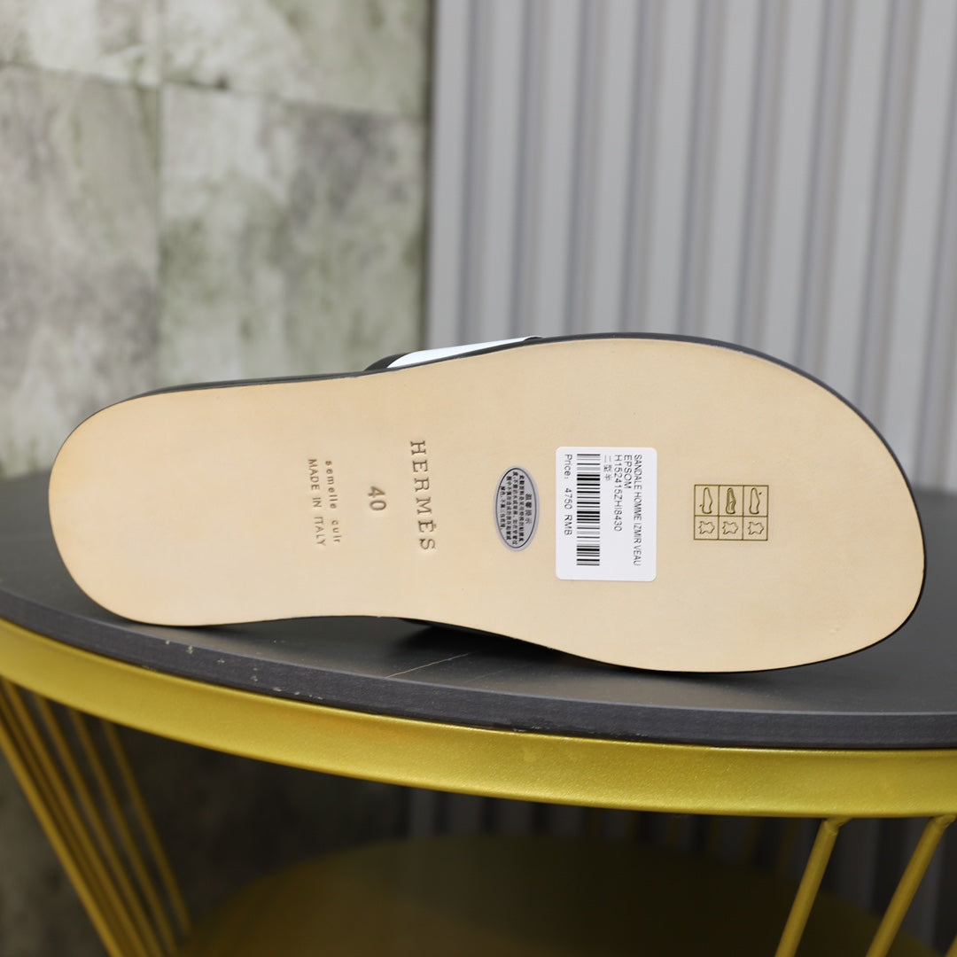 HM IZMIR SANDAL WHITE AND BLACK CALFSKIN