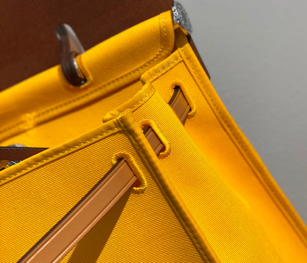 Herbag 31 Toile Yellow Canvas Gold Cowhide Leather