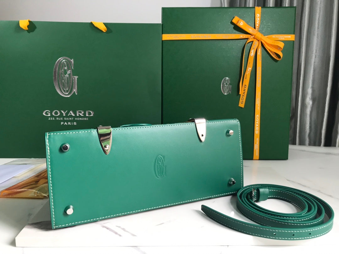 SAÏGON PM BAG 28 IN GREEN GOYARDINE CANVAS AND CALFSKIN