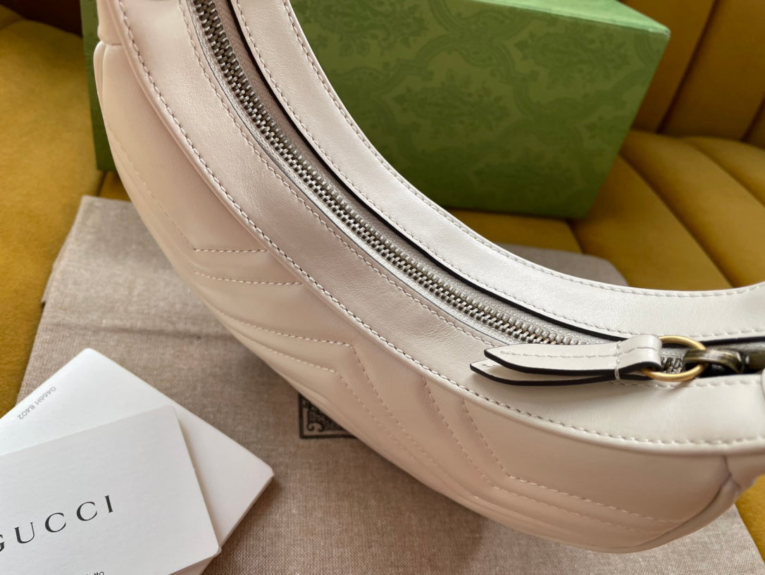 Gucci Marmont 21cm Shoulder Bag White Leather 333534
