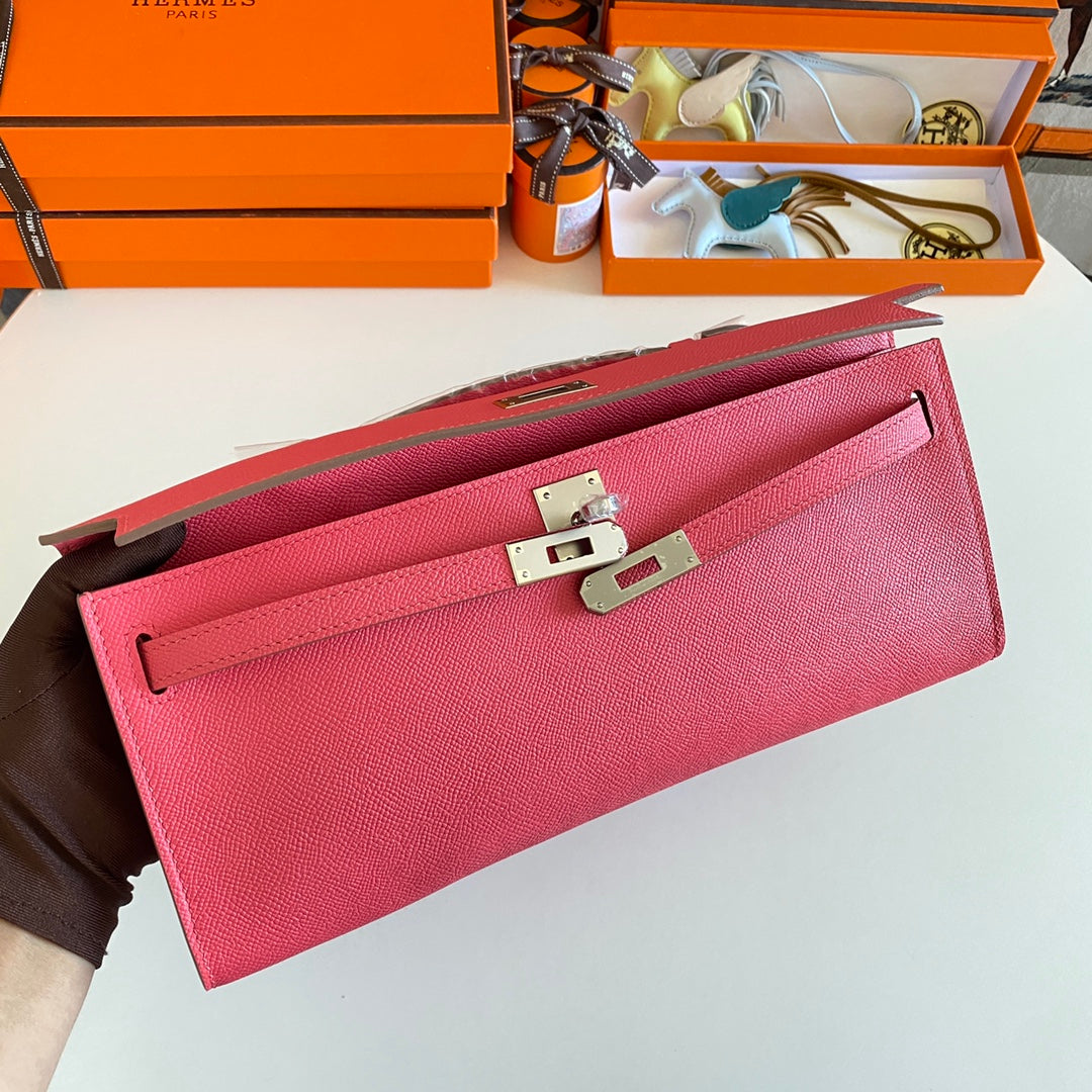 HM Kelly Cut 31 Amaranth Epsom Leather Silver Hardware 229043
