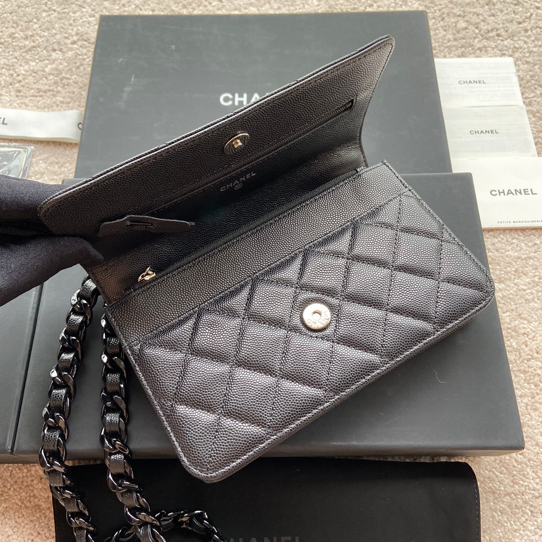 CC Classic Woc 20cm All Black Grained Calfskin