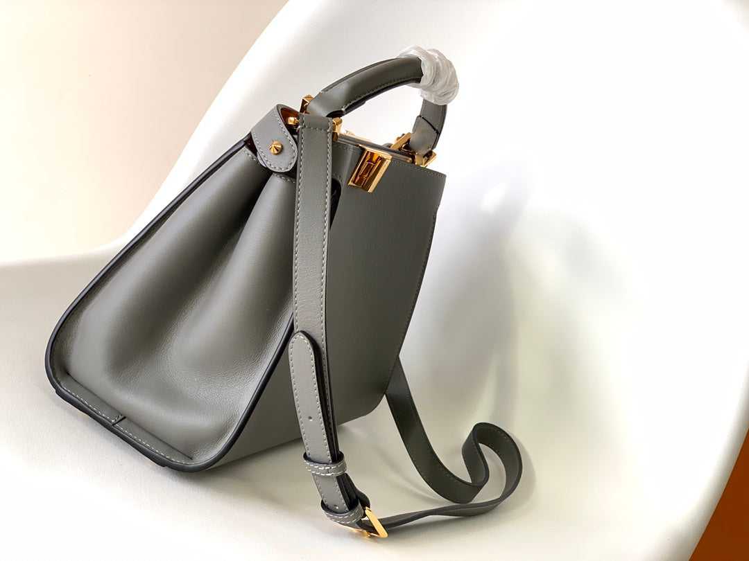 Peekaboo ISeeU Small 27cm Bag grey lambskin gold hardware