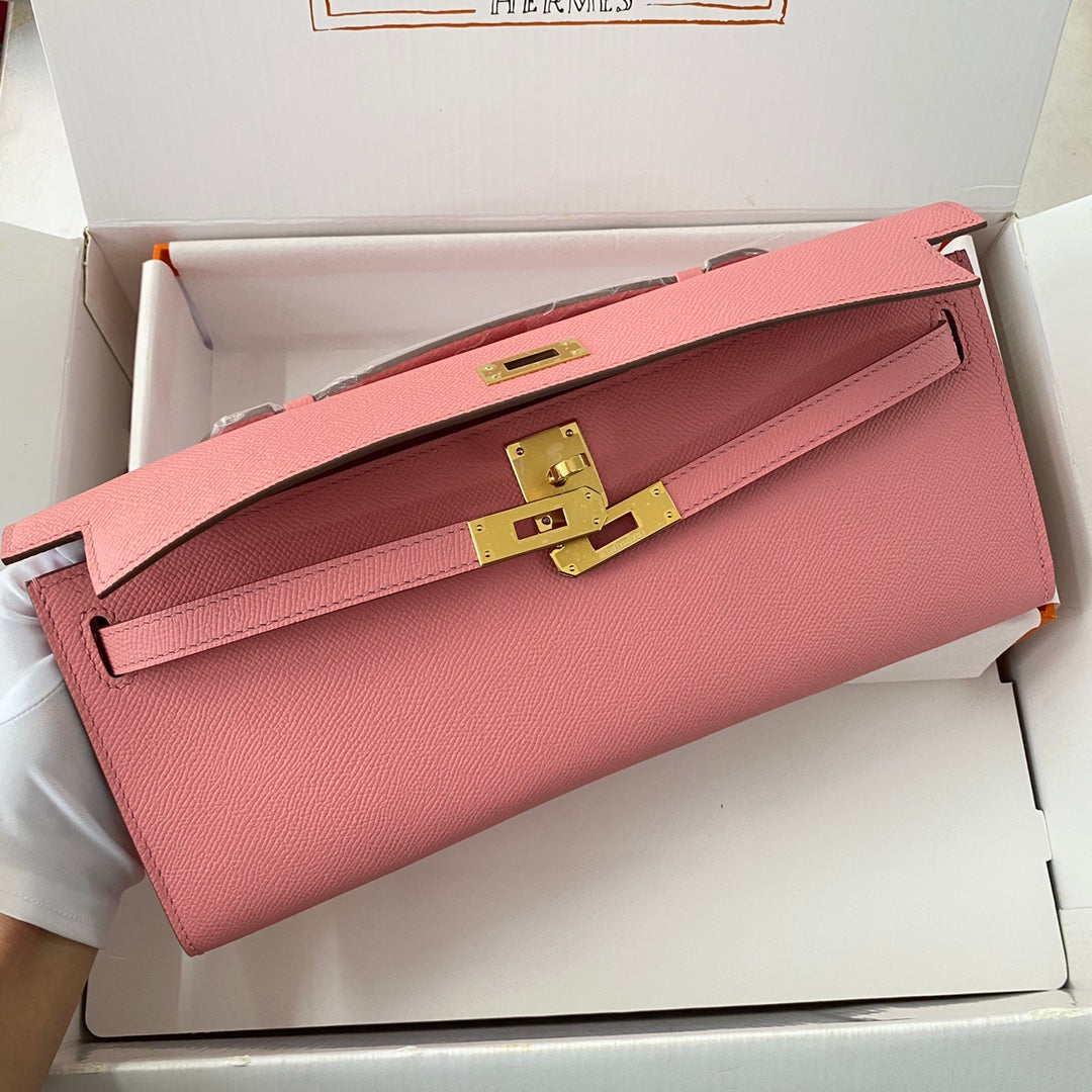 HM Kelly Cut 31 Pink Pastel Epsom Leather Gold Hardware 229065