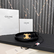 CL TRIOMPHE 25 MM BELT IN BLACK SOLF CALFSKIN GOLD HARDWARE