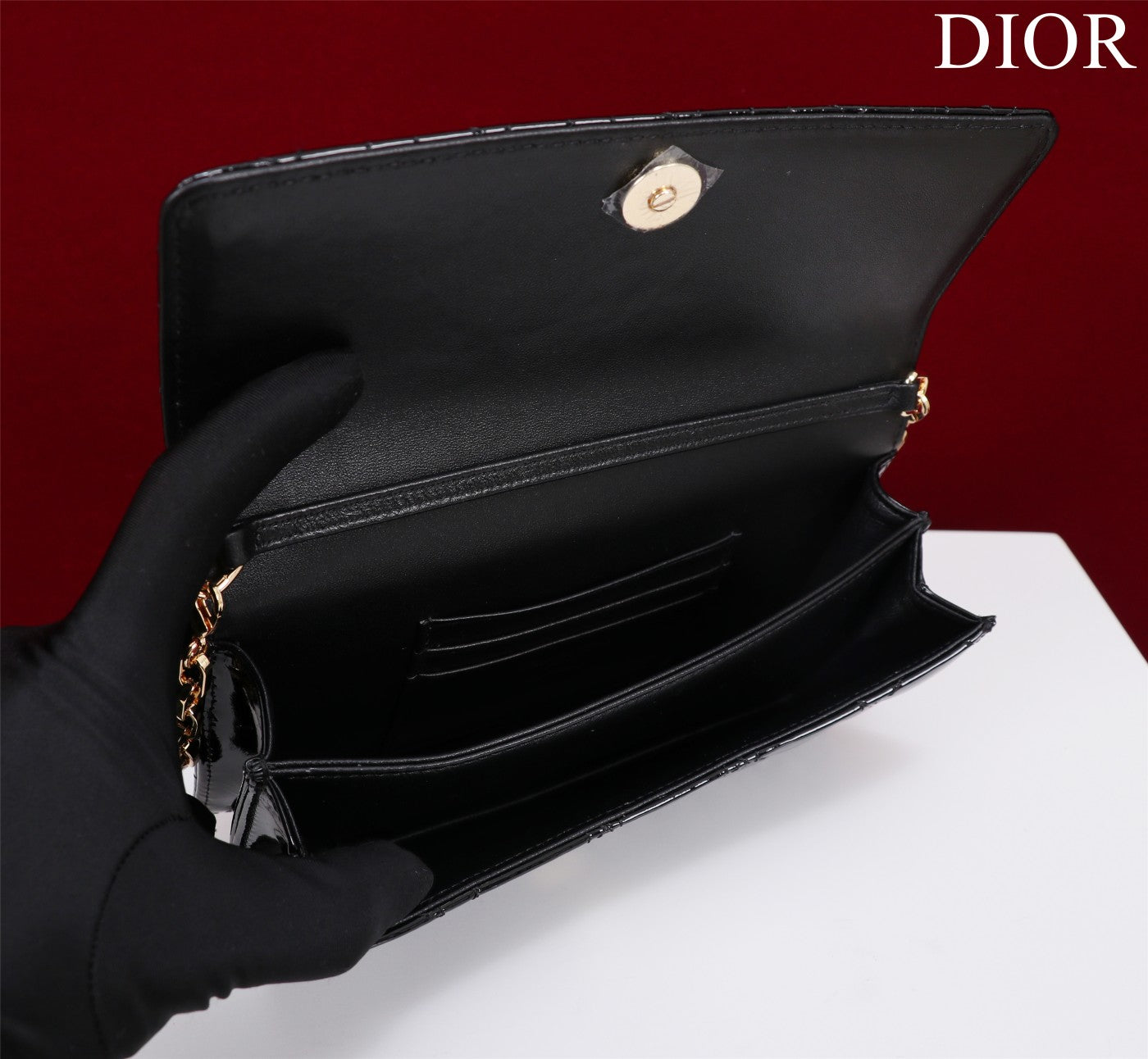 my cd mini 21 black patent calfskin