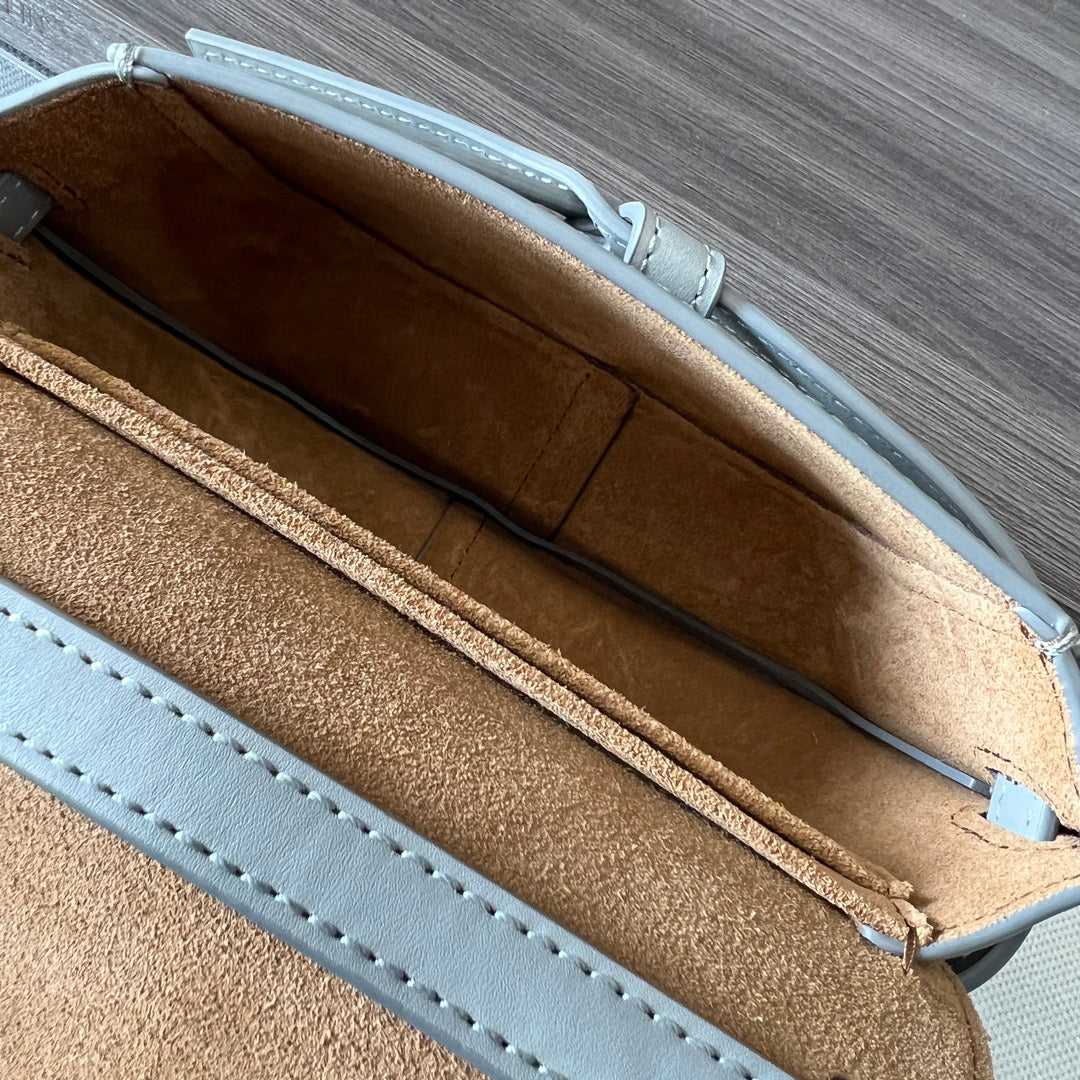 Mini Gate Dual bag in soft calfskin and jacquard grey smooth caflskin