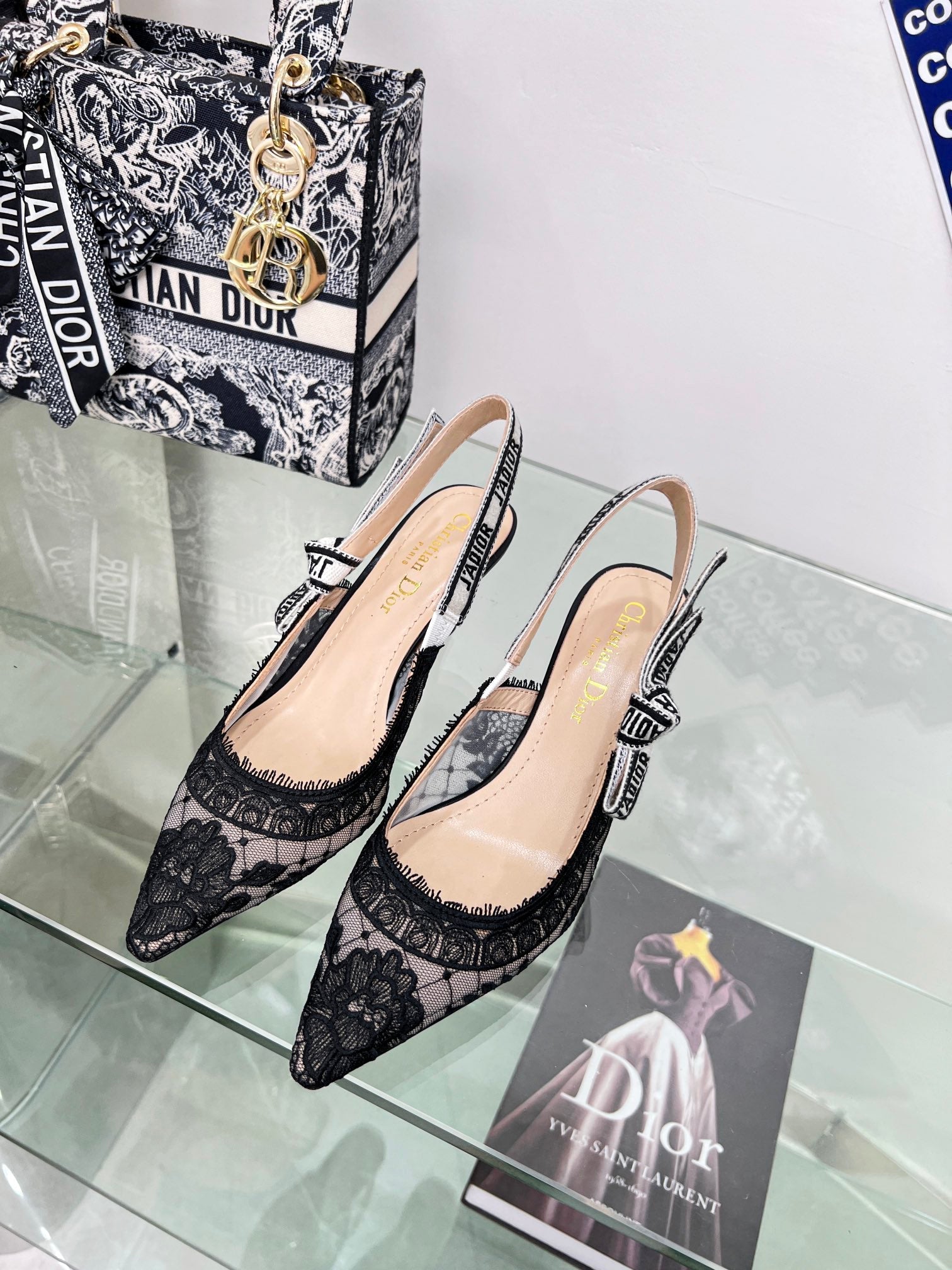 cd slingback pump 65 transparent mesh embroidered black flower moitf