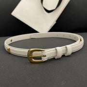 CL SMALL 18 MM TRIOMPHE BELT IN TAURILLON WHITE LEATHER GOLD HARDWARE
