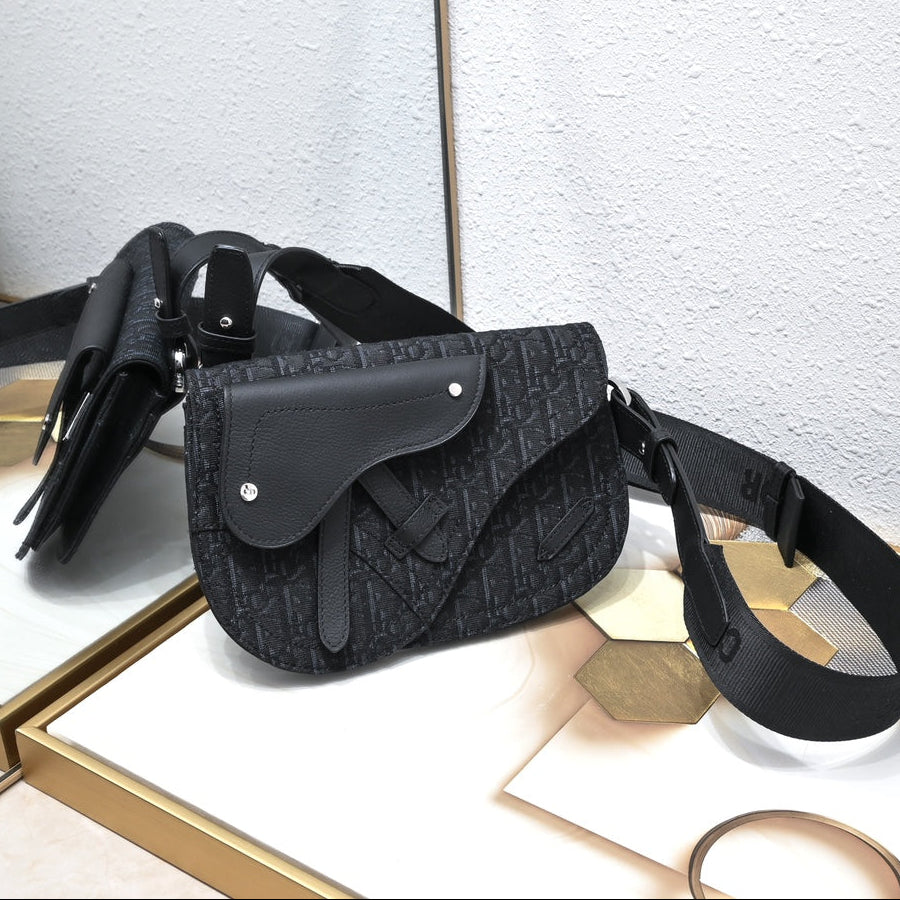 Dior 2026 Saddle Pouch 23.5cm Calfskin Fabric