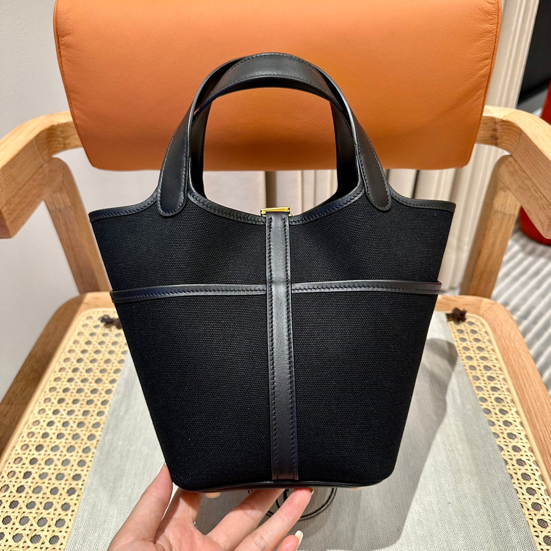 High-end Hermes 2026 Picotin Lock 18 Pocket Bag Canvas/Swift Calfskin 1