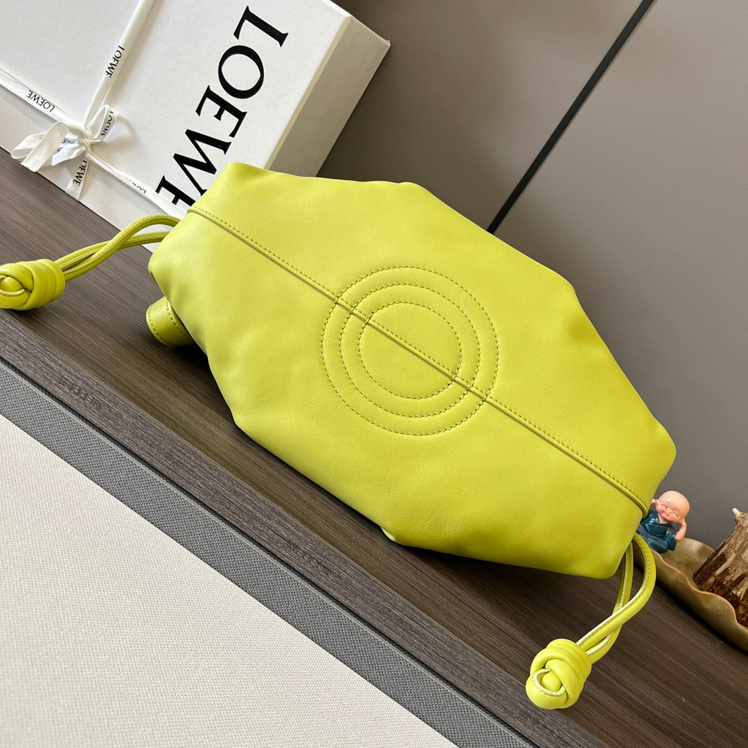 Loewe Small Dumpling Bag 35 Lemon Yellow Calfskin 280647