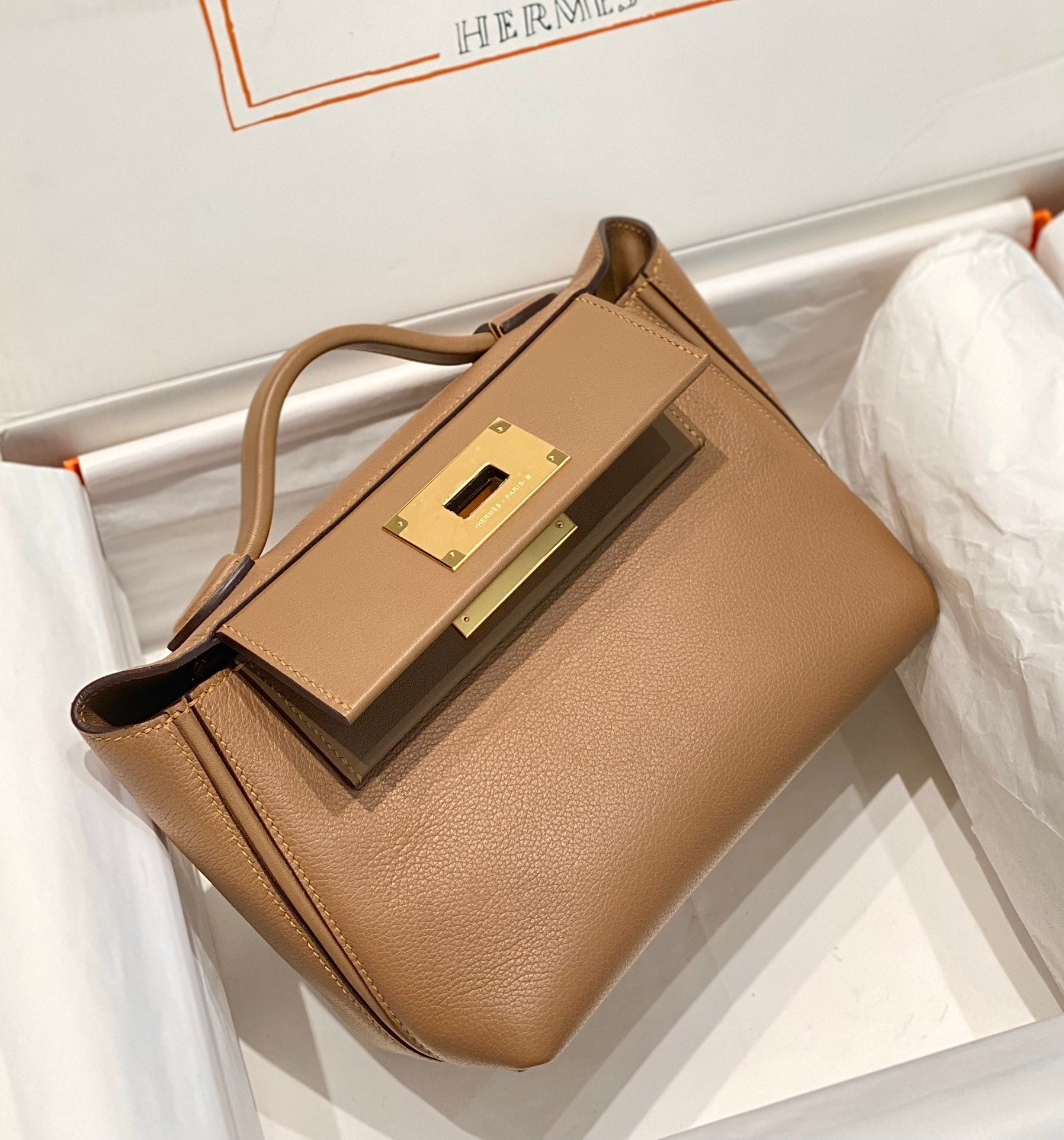 HM 24/24 Mini Bag 21cm Brown Evercolor Gold Hardware