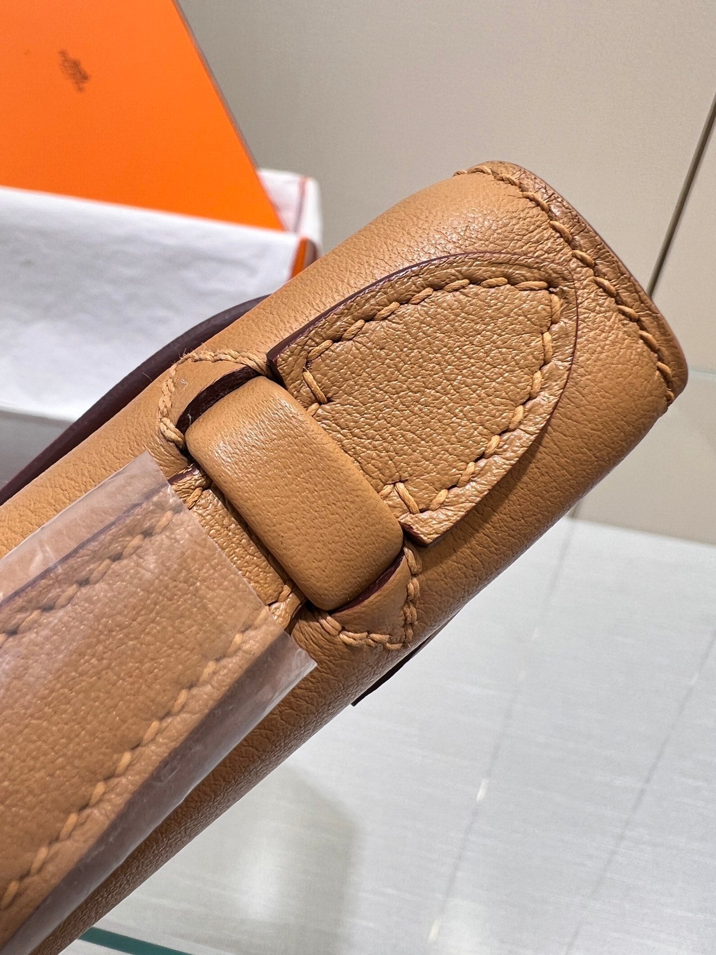 HM KELLY POCHETTE 22CM BROWN SWIFT SILVER HARDWARE