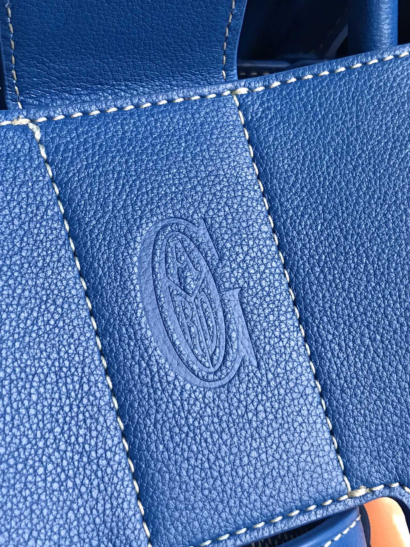 SAIGON SOUPLE BAG 34 IN CURIOUS BLUE GOYARDINE CANVAS AND CALFSKIN
