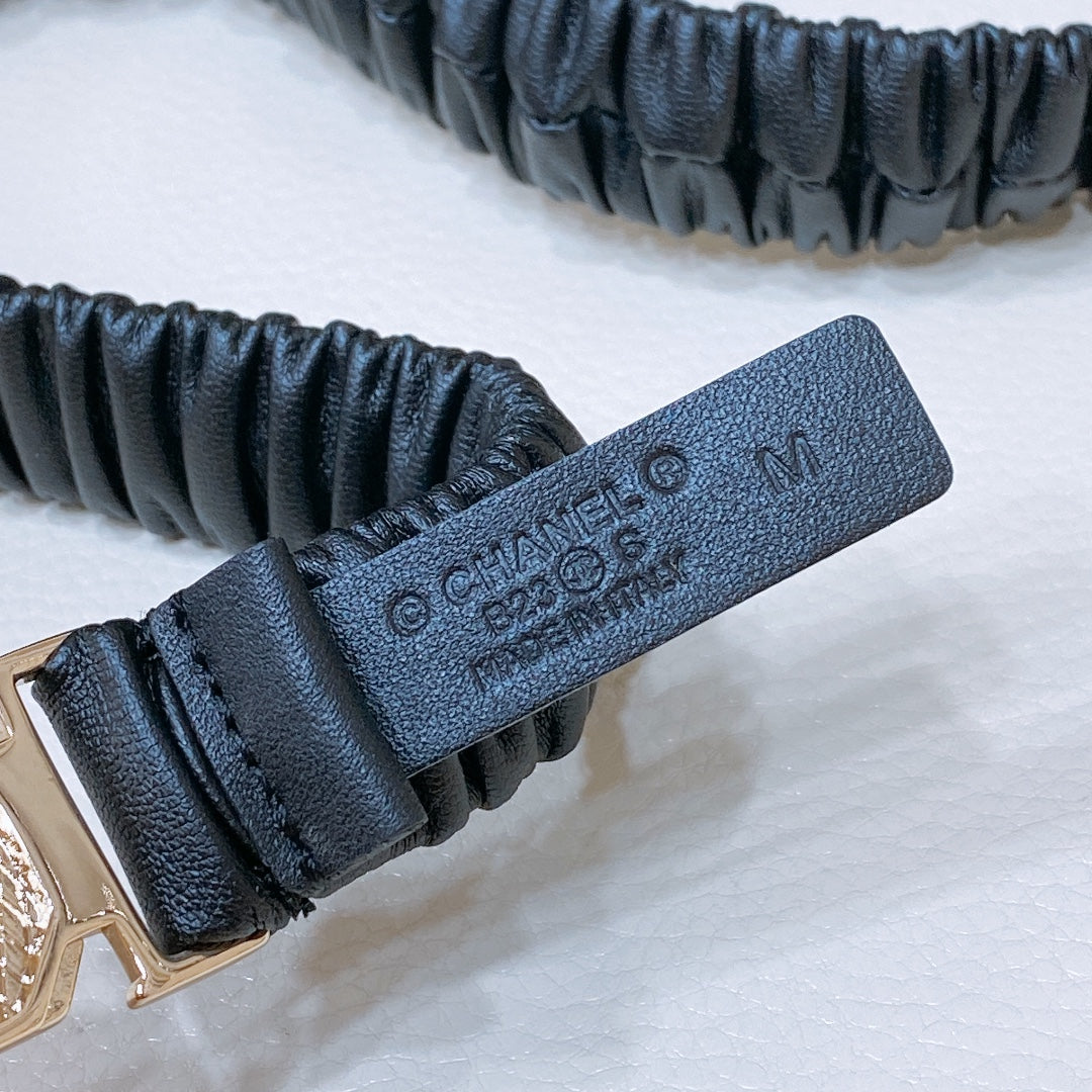 Chanel 2026 Rhinestone Square Buckle Belt 20mm Calfskin 208816