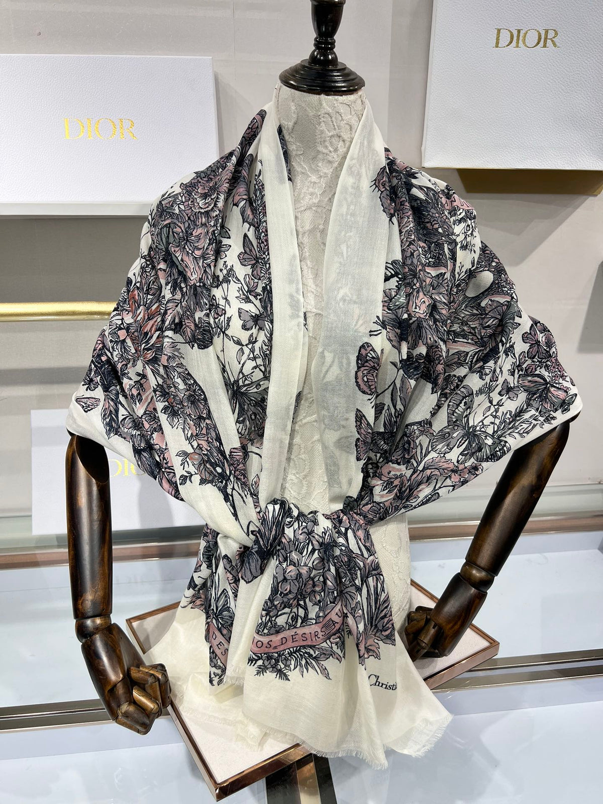 Dior 2026 Floral Scarf 200cm Colorful Cashmere 186048