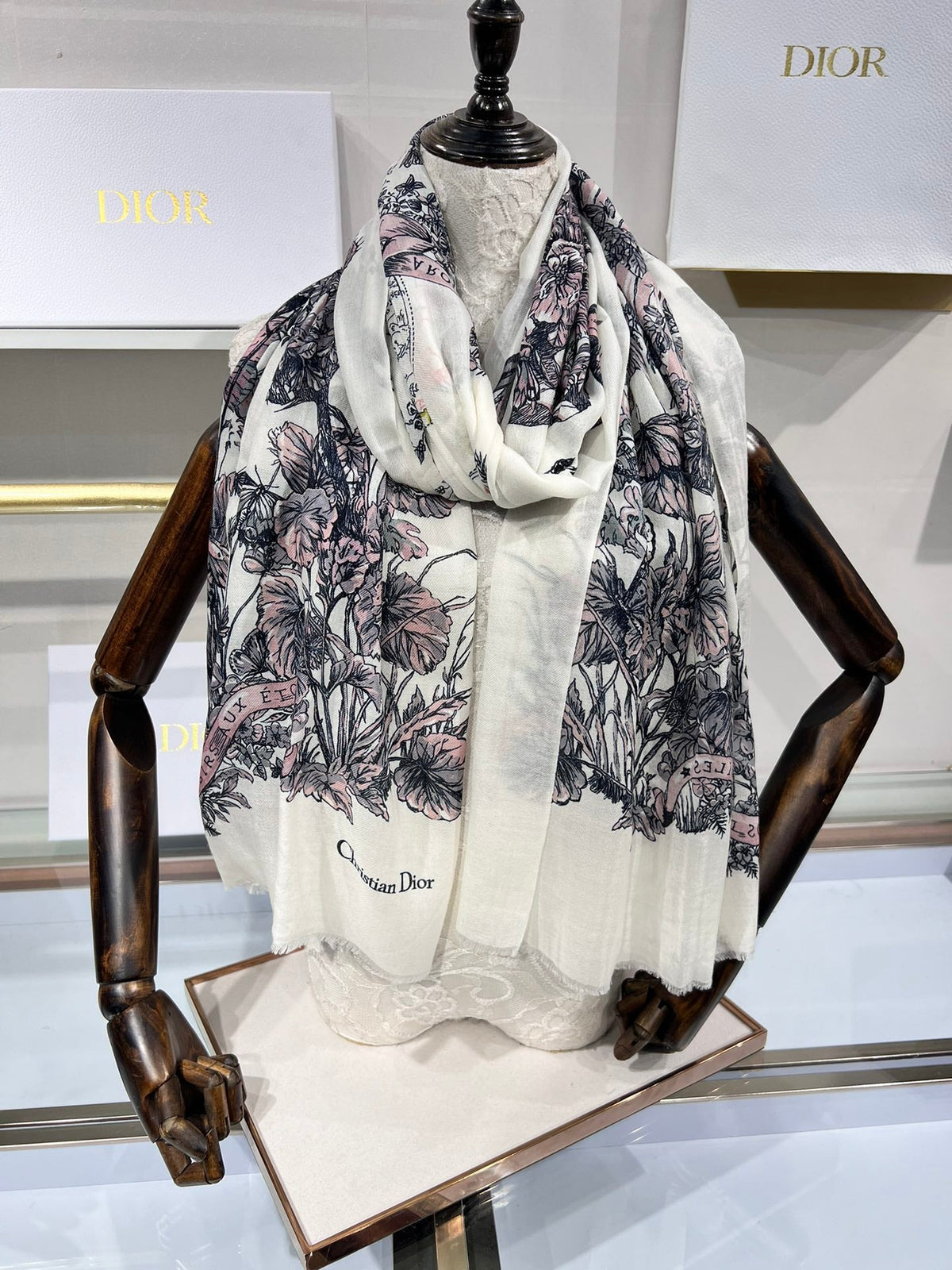 Dior 2026 Floral Scarf 200cm Colorful Cashmere 186048