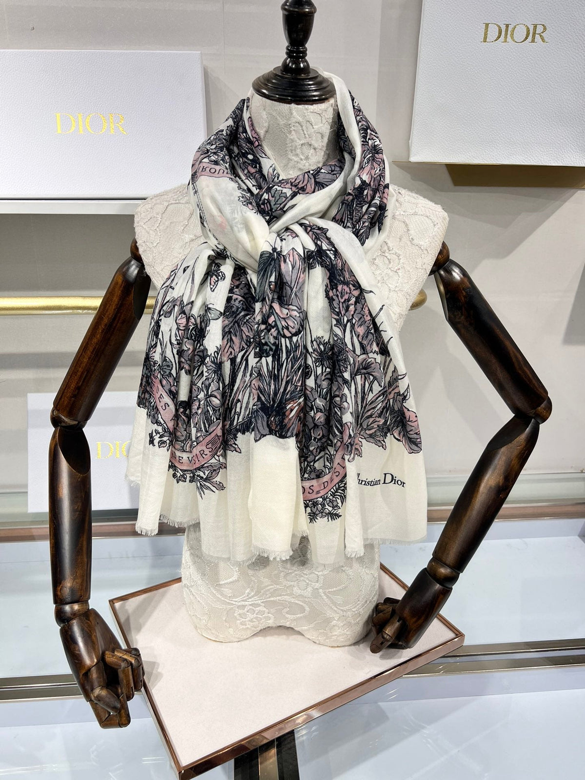 Dior 2026 Floral Scarf 200cm Colorful Cashmere 186048