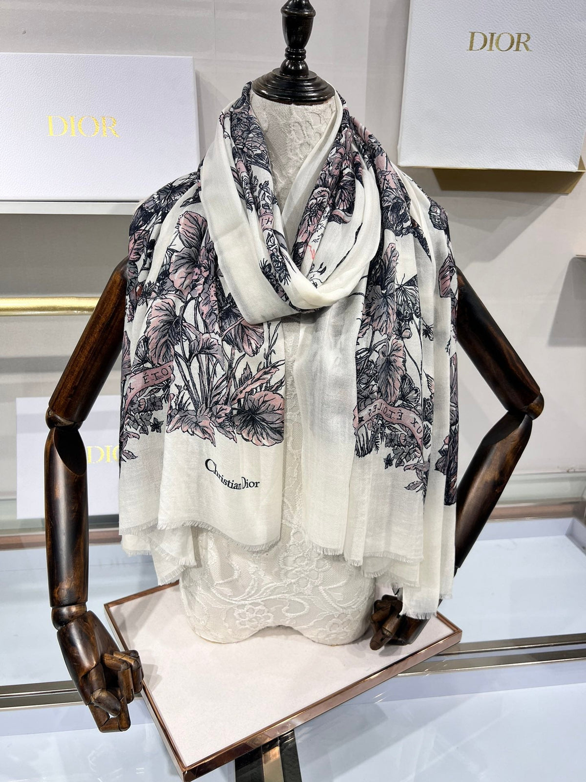 Dior 2026 Floral Scarf 200cm Colorful Cashmere 186048