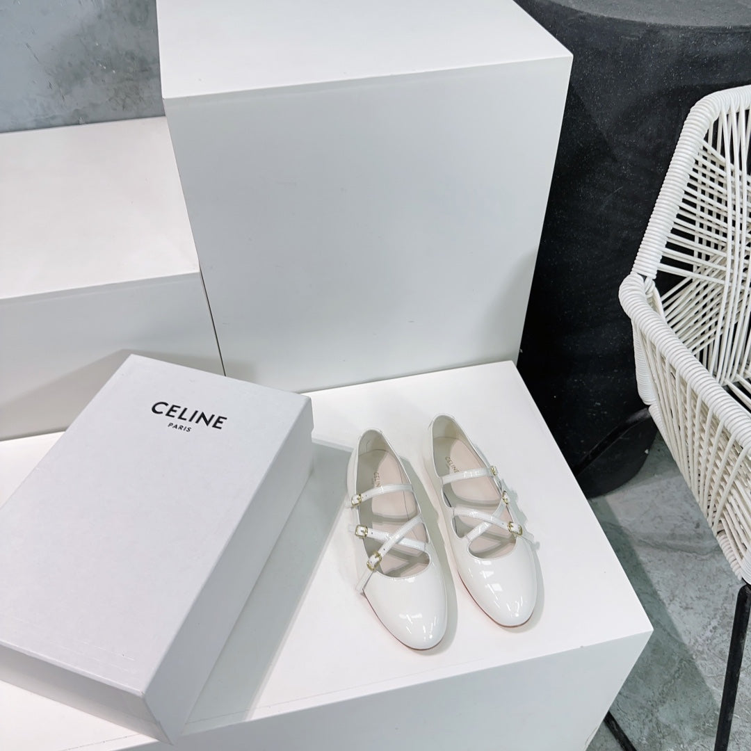 FLAT MARY JANE IN WHITE CALFSKIN