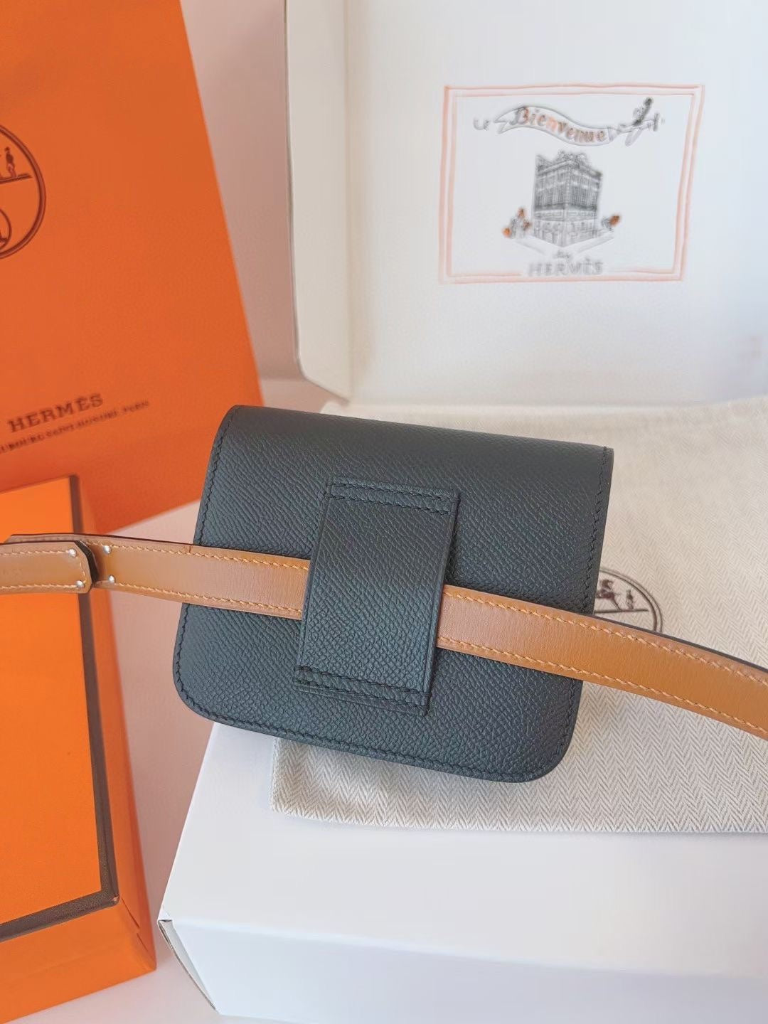 hm kelly belt 18mm with constance slim black epsom silver hardware
