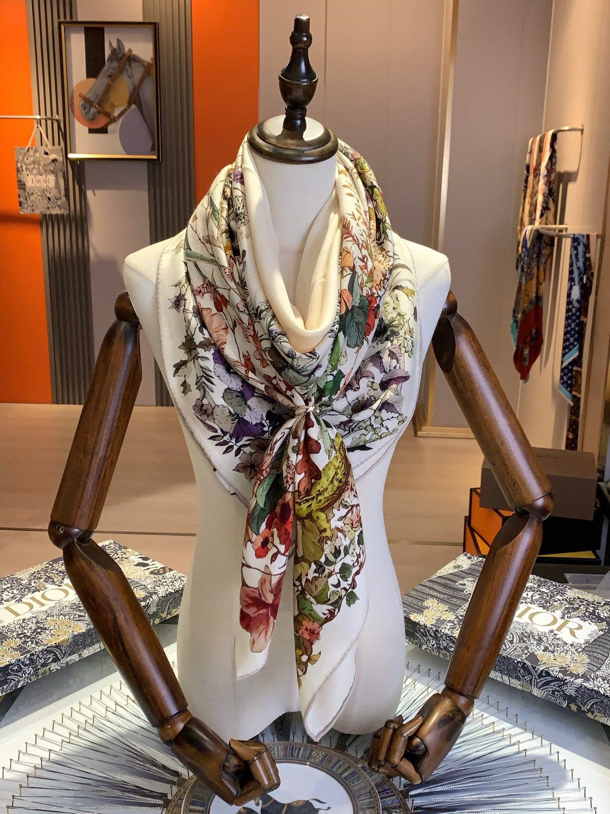 Dior 2026 Libellules Scarf 140cm Colorful Silk And Cashmere 183315