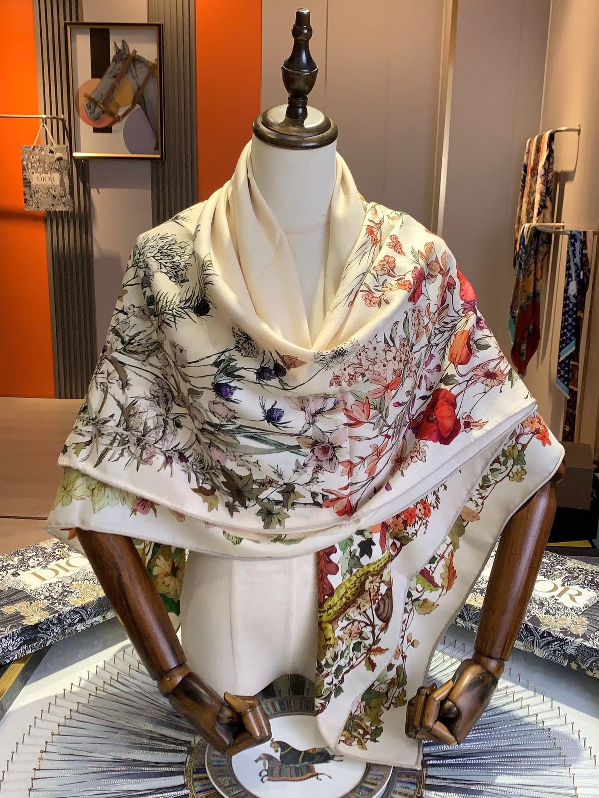 Dior 2026 Libellules Scarf 140cm Colorful Silk And Cashmere 183315