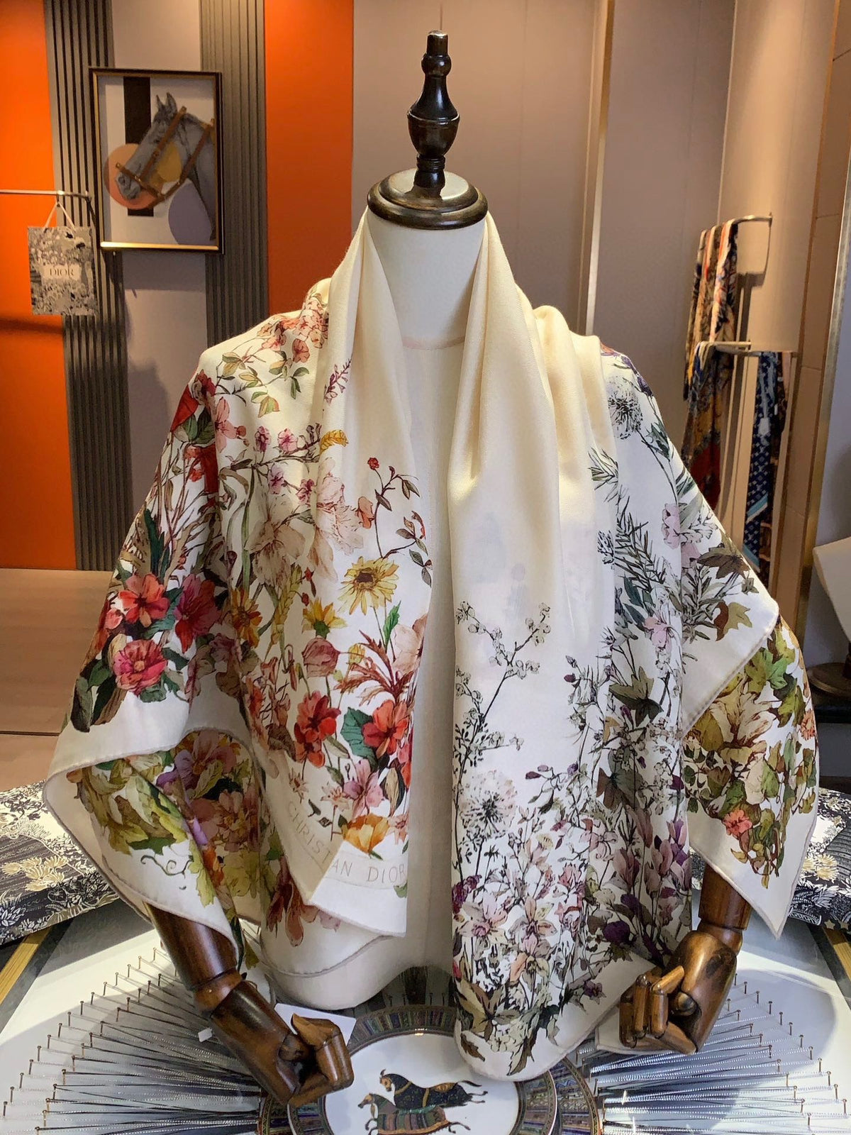 Dior 2026 Libellules Scarf 140cm Colorful Silk And Cashmere 183315