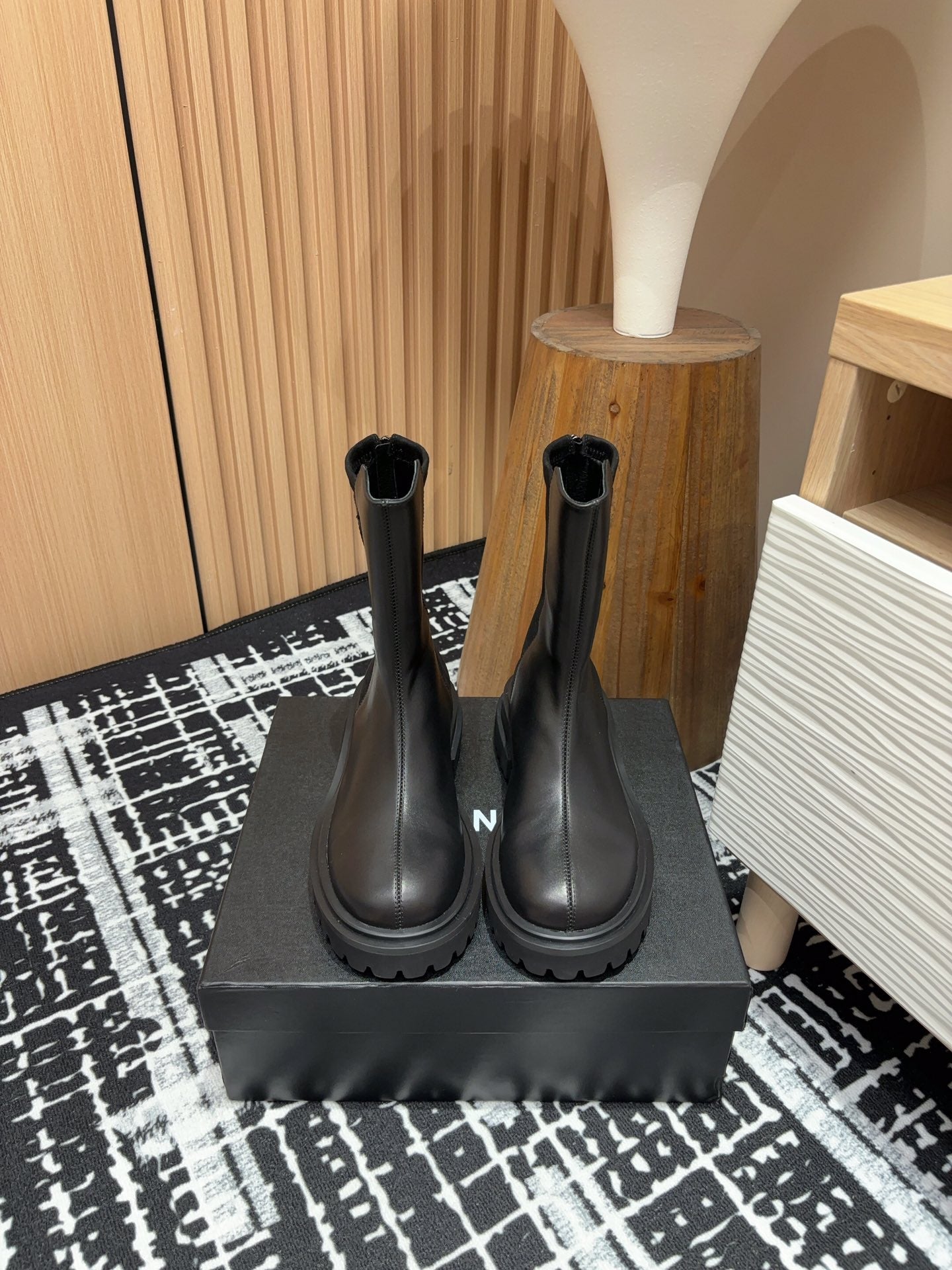 CC Short Boots 45mm Plain Black Calfskin And Suede