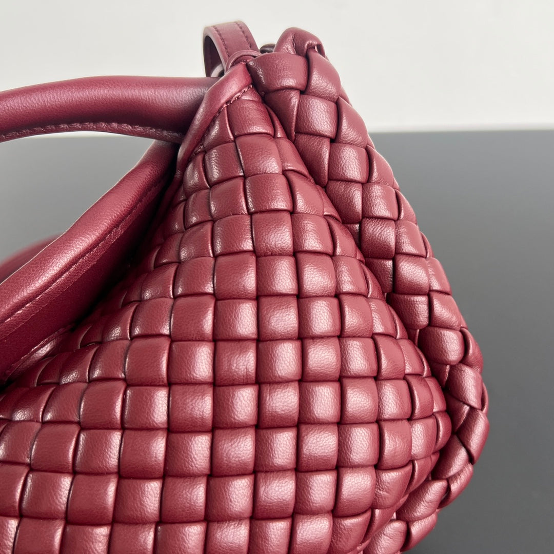 BV Small Cobble Top Handle 23cm Dark Red Lambskin
