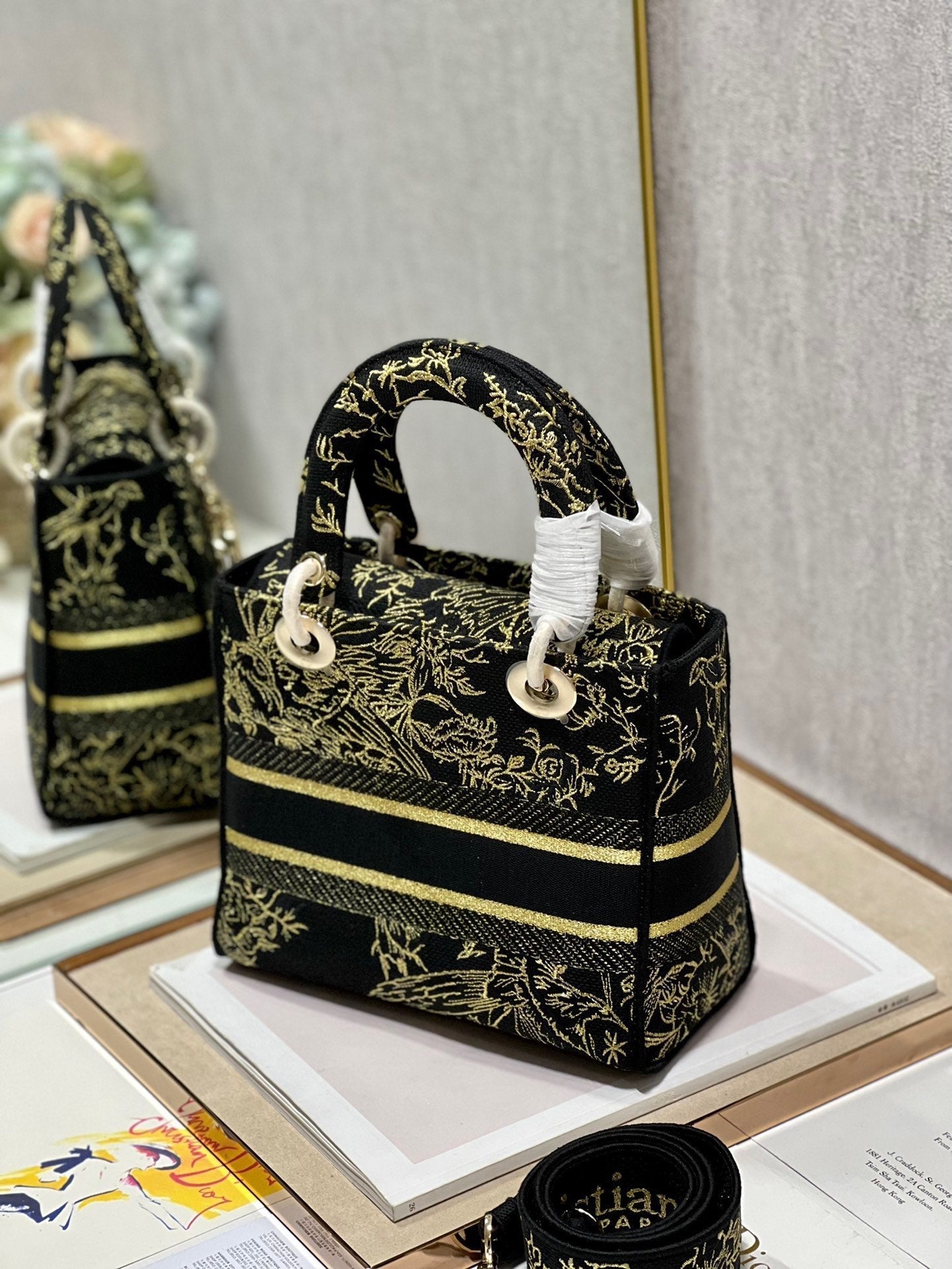 CD Black Magpie 24 Lady Dior Bag Canvas 336688