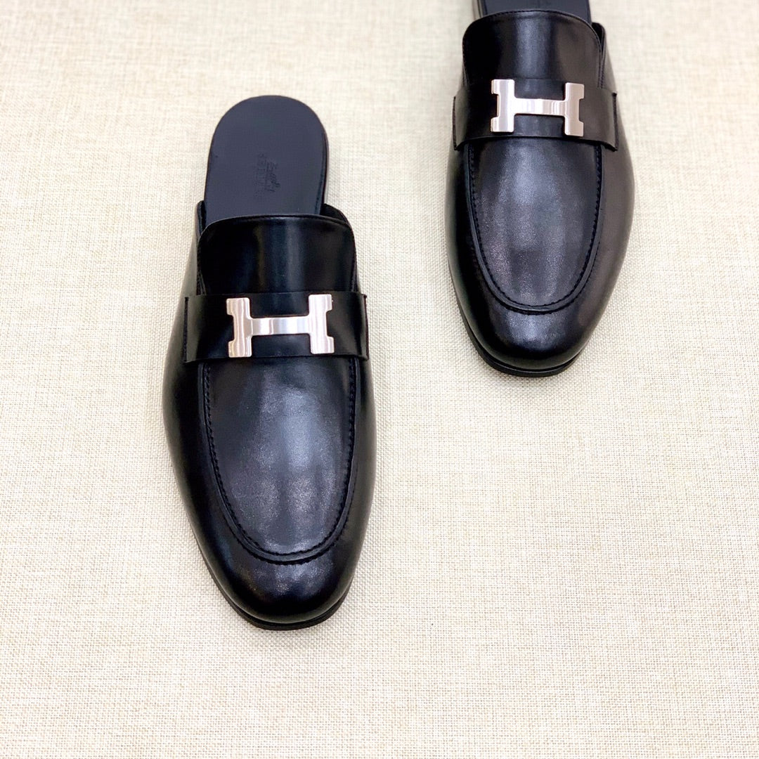 HM Men's Mule Black Calfskin 539720