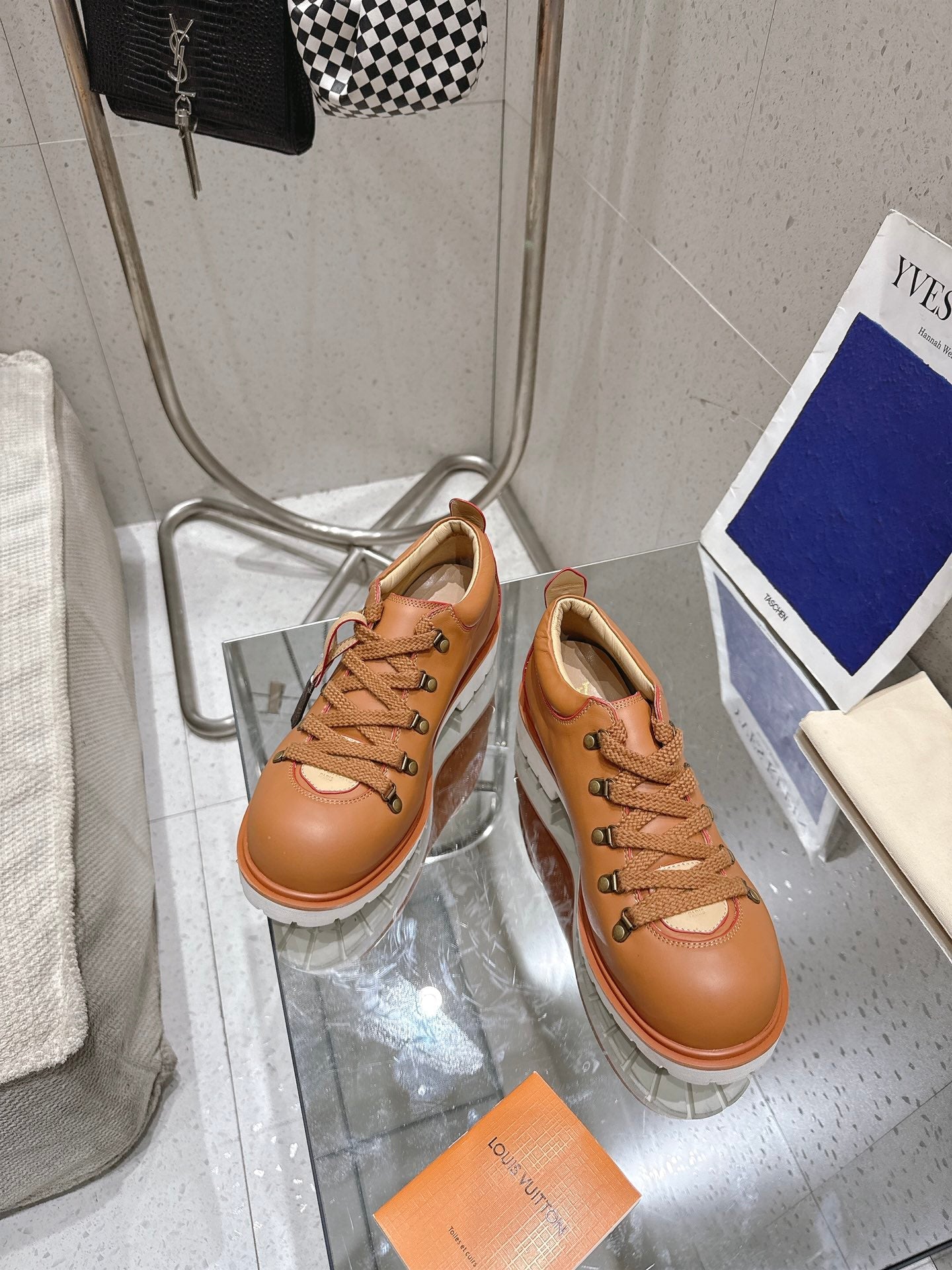 LV Pharrell and Nigo Hiking Shoes Brown Sheepskin 383744