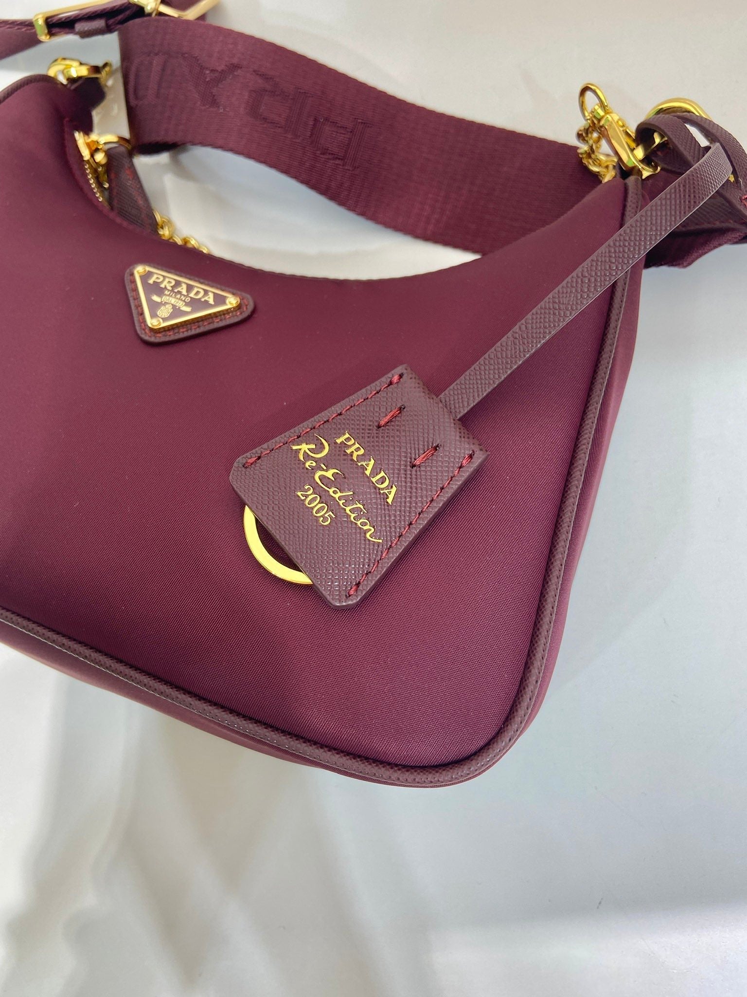 PRA Hobo Underarm Bag burgundy nylon fabric