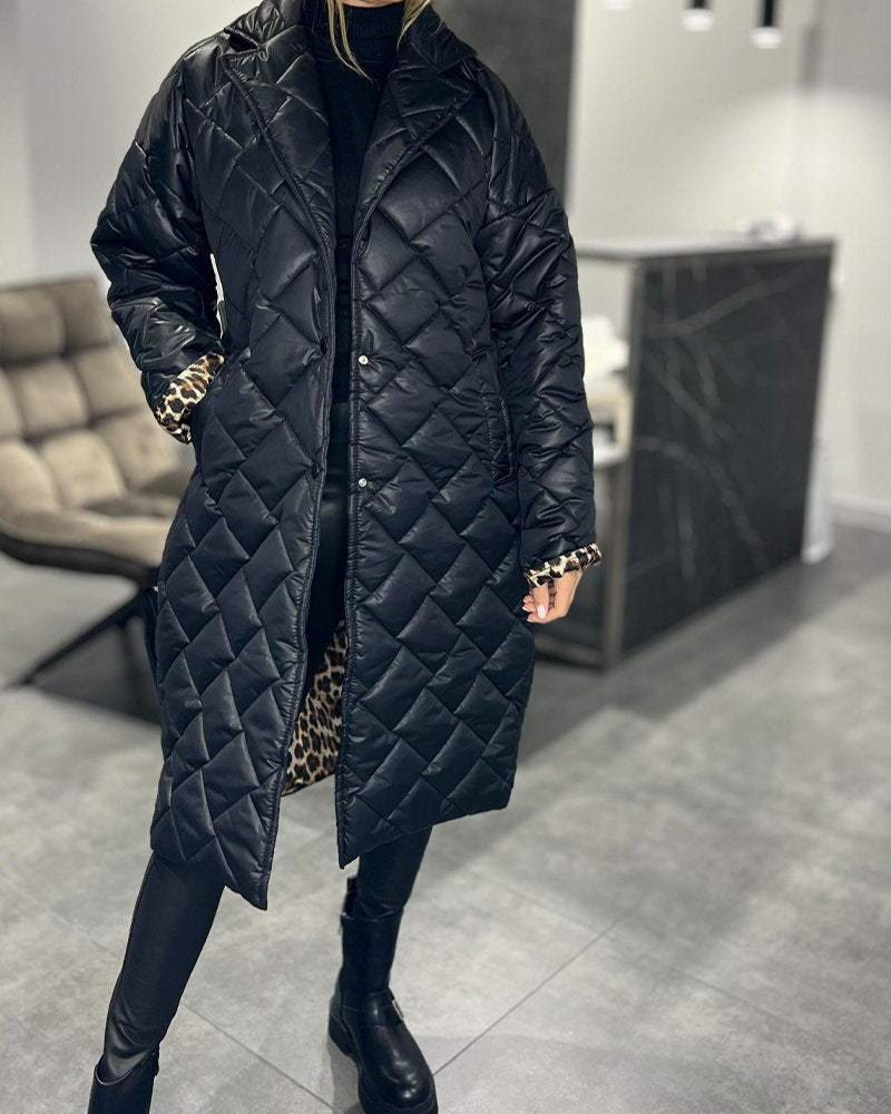 DIASY - Casual Lapel Mid-length Cotton Coat #VEV38353