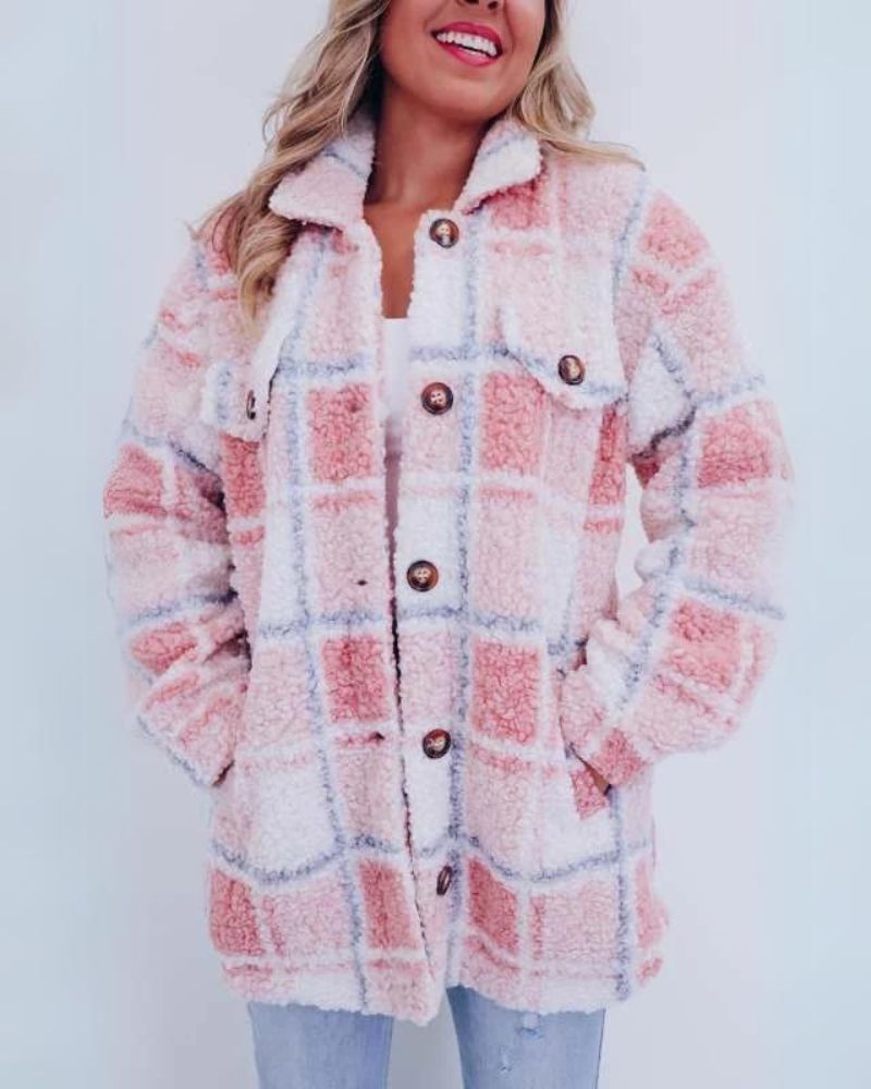 ELINARA - Polar Fleece Plaid Jacket #VEV40292