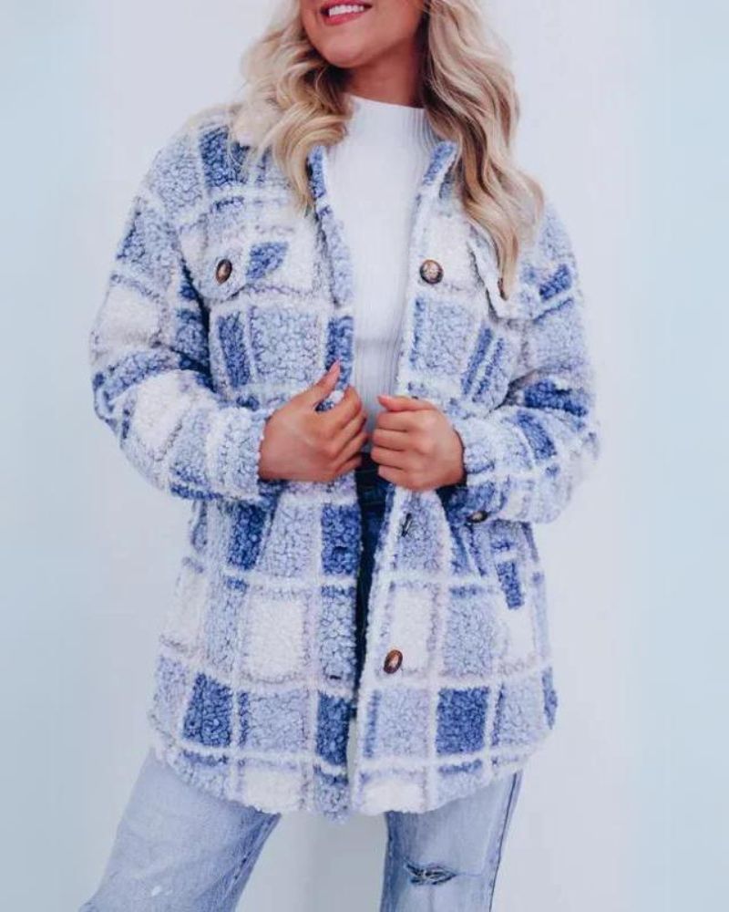 ELINARA - Polar Fleece Plaid Jacket #VEV40292