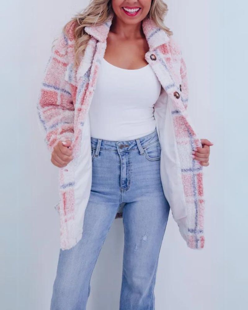 ELINARA - Polar Fleece Plaid Jacket #VEV40292