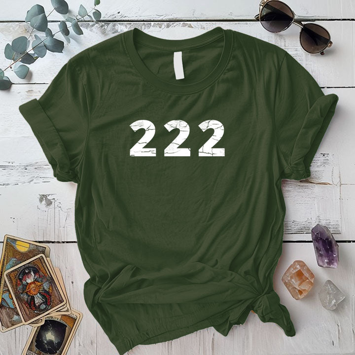 222 Angels Numbers T Shirt Military Green Mockup