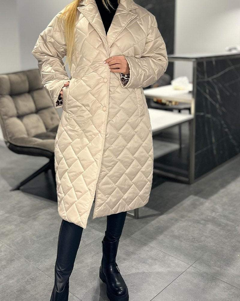 DIASY - Casual Lapel Mid-length Cotton Coat #VEV38353
